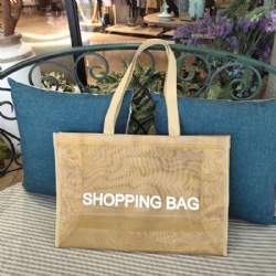 custom golden nylon mesh shopping bag